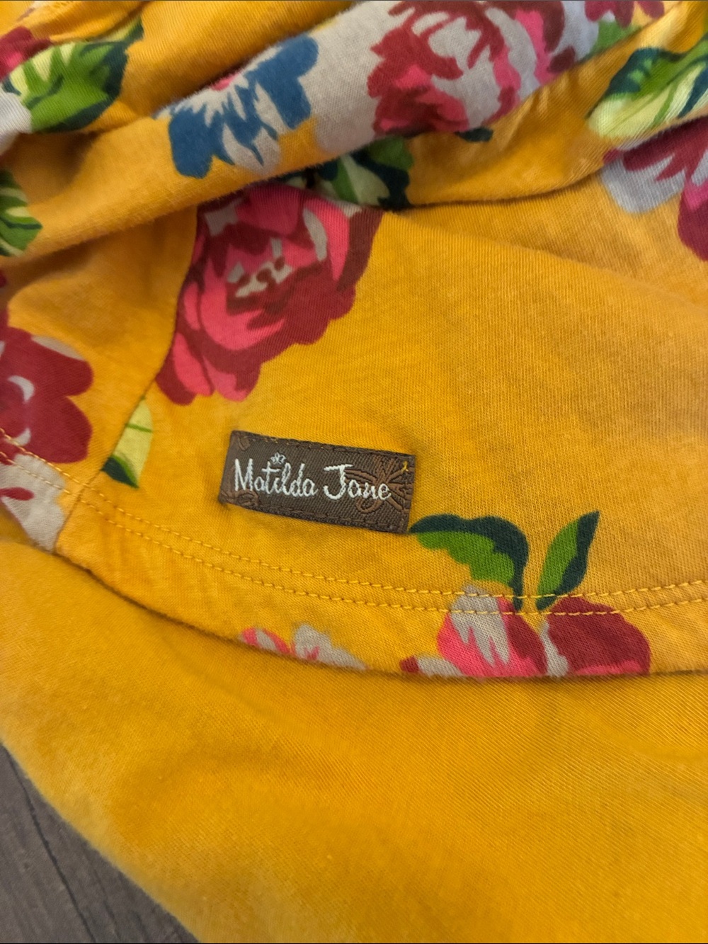 Matilda Jane 100% Cotton Mustard Yellow Floral Print Wrap Maxi Dress- Size S/M - Picture 3 of 11